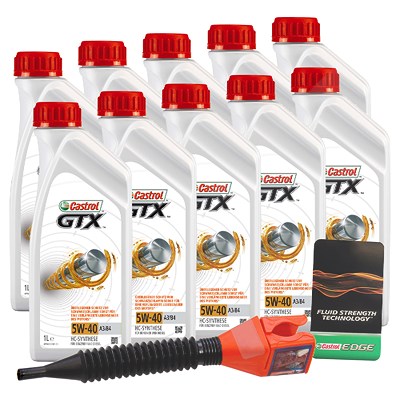 Castrol 10x 1 L GTX 5W-40 A3/B4 + Ölwechsel-Anhänger  DE01675 : 15218E : 3050