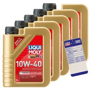 Liqui moly 5x 1 L Diesel Leichtlauf 10W-40 + Ölw.-Anhänger 1386 : 5440